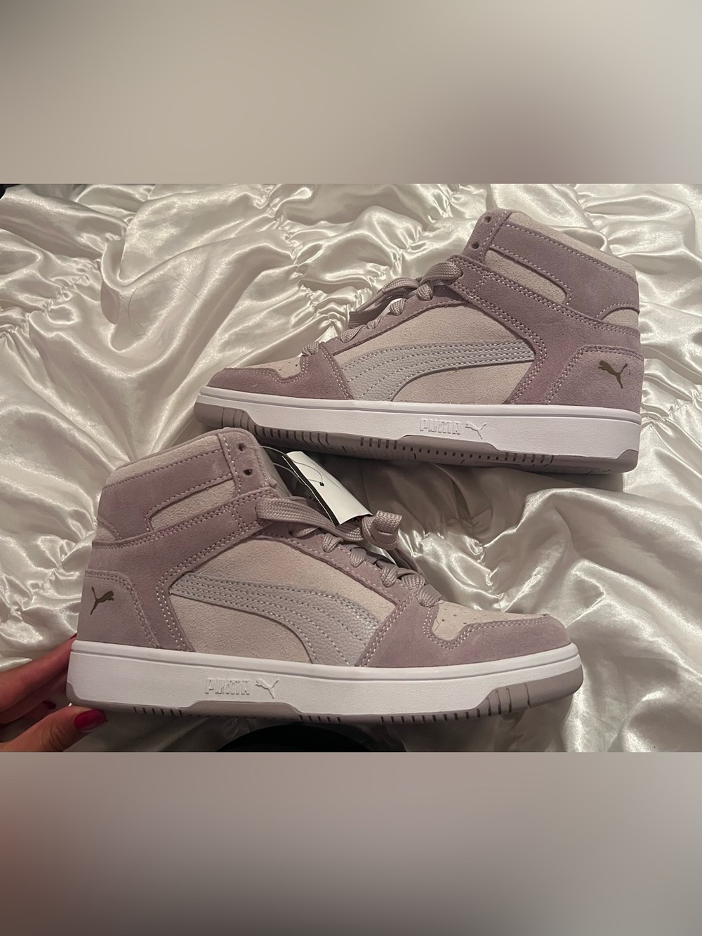 Puma High-Top Rebound LayUp Lavender/grey Suede Sneakers